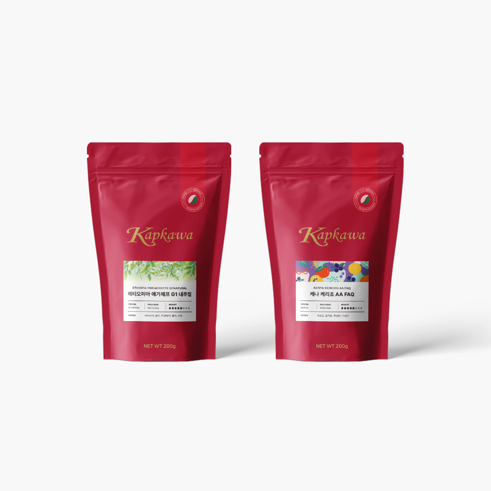 캅카와 커피원두 에티오피아 예가체프 + 케냐 케리초 (200gX2개)